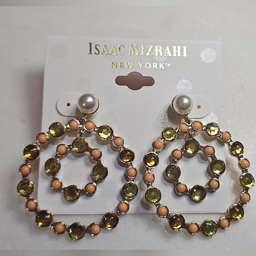 Isaac Mizrahi Gold and Olive Earrings